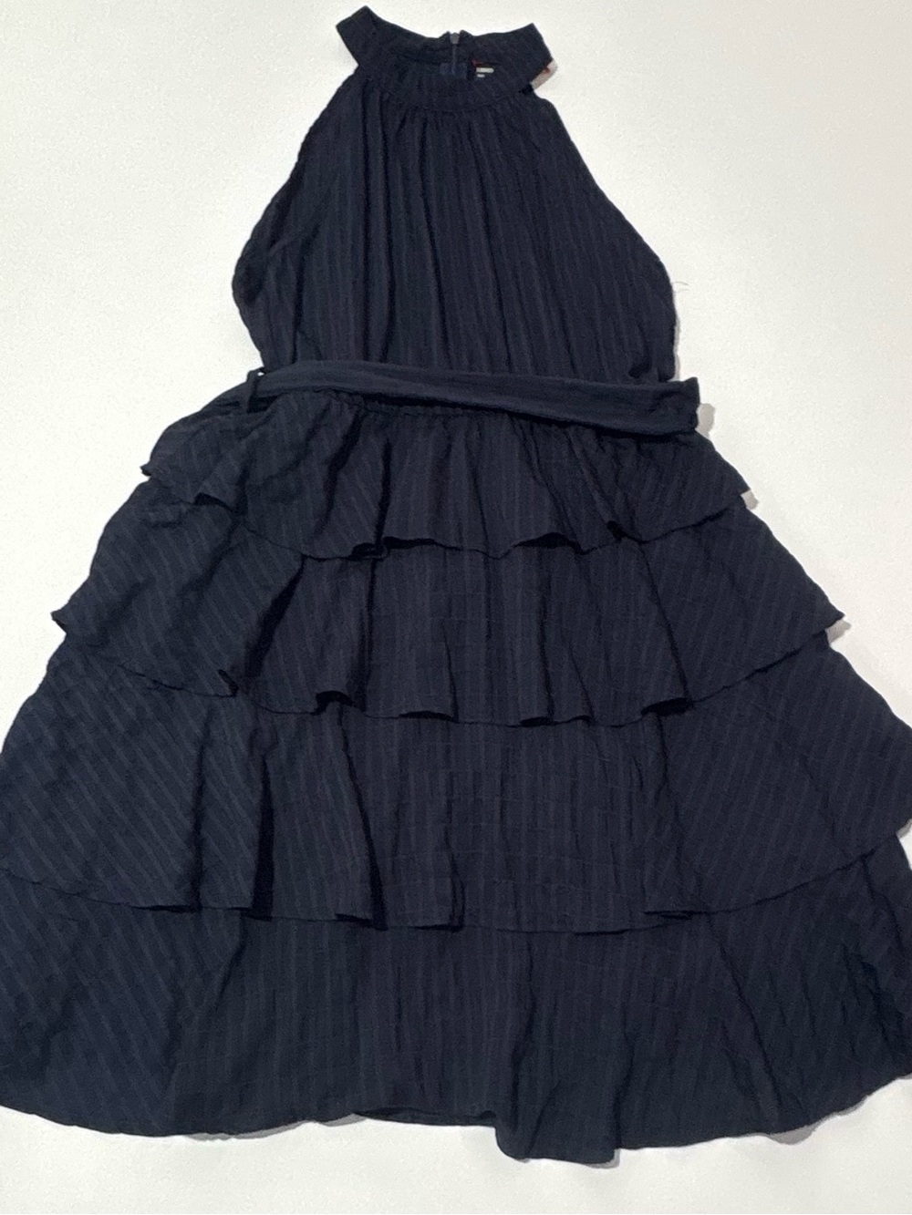 Women’s Navy Blue Tiered Halter Mini Dress
